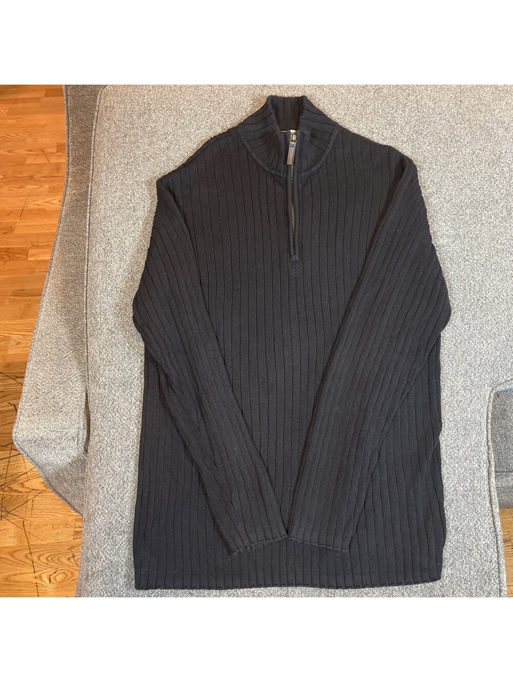 Covington Quarter Zip Sweater Size Large Brown Ribbed Cotton Pullover Men's